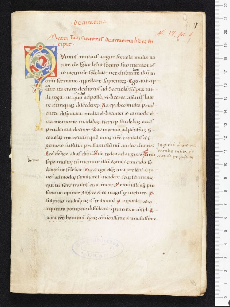 Digitalisat von Ciceros «De amicitia».