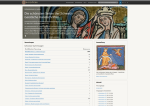 Screenshot der Webseite e-codices.ch.