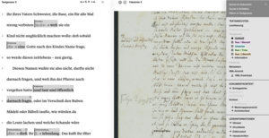 Screenshot der Textgenese auf gotthelf-digital.ch.