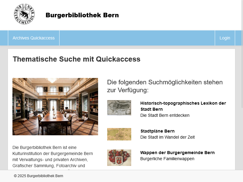Screenshot der Webseite.