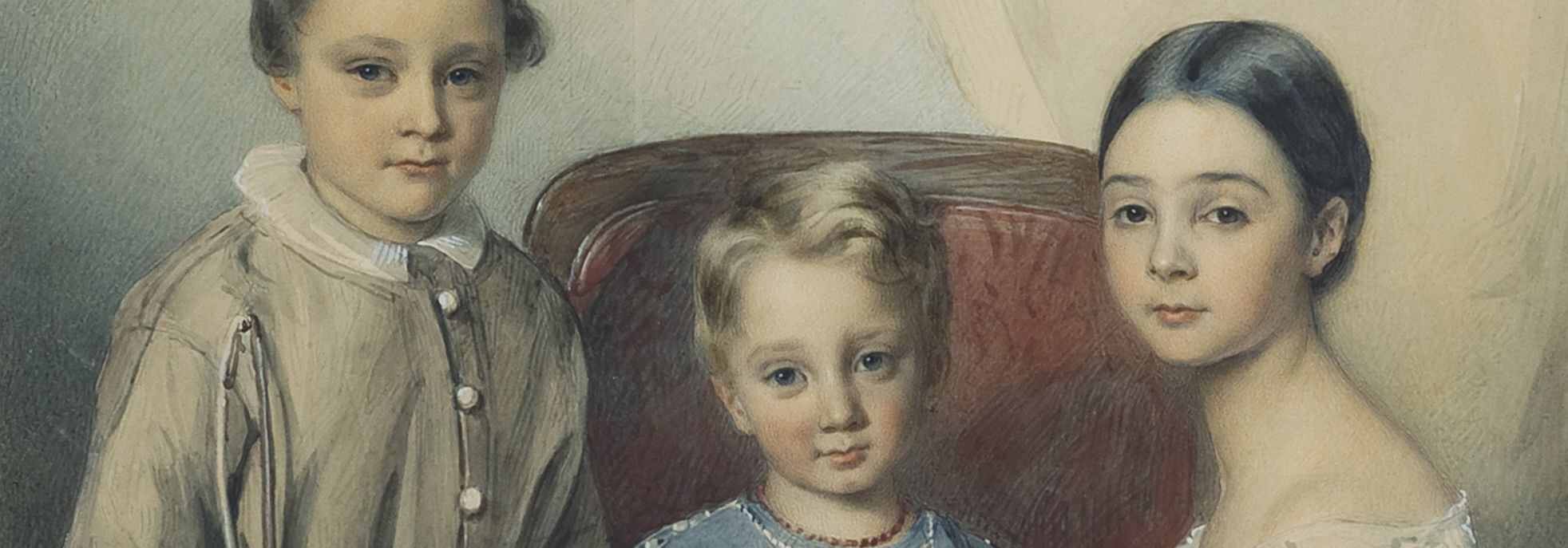 Kinderporträt zeigt Marcuard, Adolf Georg (1844-1928); Marcuard, Franz Eugen Alphons (1847-1923); Graffenried, Sophie Constance Cécile von (1840-1912).