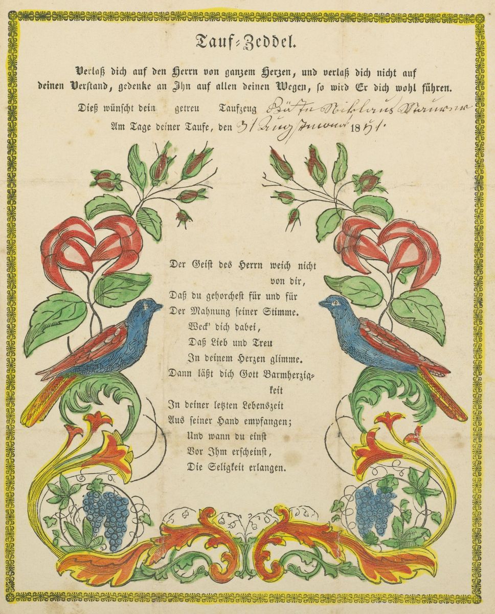 Taufzettel ca. von 1826-1858 aus dem Archiv FA Meyer.